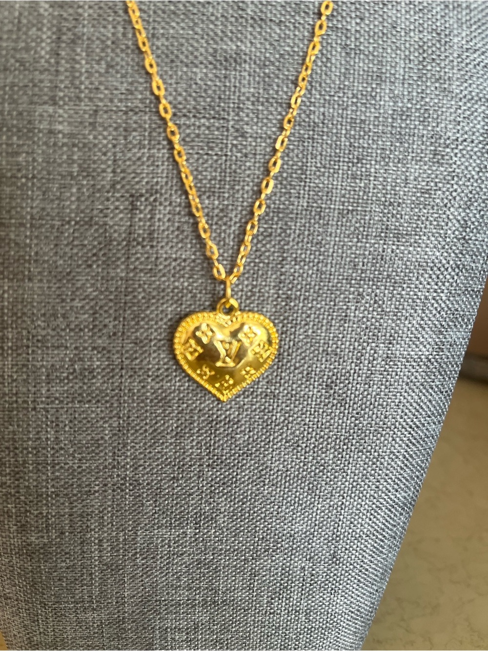 Louis Vuitton Gold Heart Pendant Necklace - Elegant Women's Jewelry repurposed